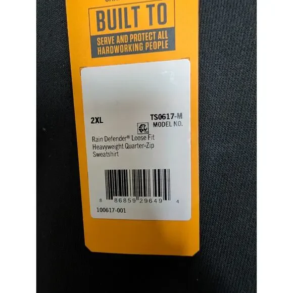 NWT Carhartt Rain Defender Sweatshirt Mens 2XL Black Loose Heavyweight 1/4 Zip - Picture 5 of 5